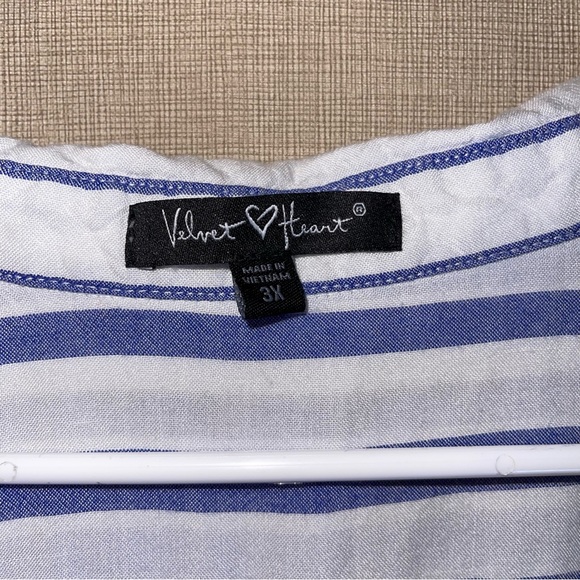 Velvet Heart Elisa Striped Roll Tab Sleeve Button Down Shirt Plus Size 3X - Picture 5 of 10